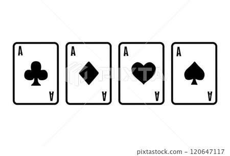 Set of black ace playing cards. 120647117