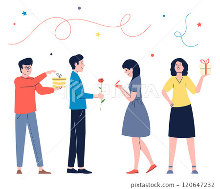 A group of people are standing around 120647232