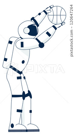 A man in a white suit is holding a basketball 120647264