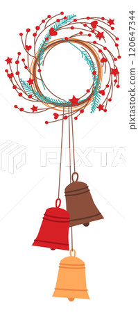 A wreath with bells hanging from it 120647344