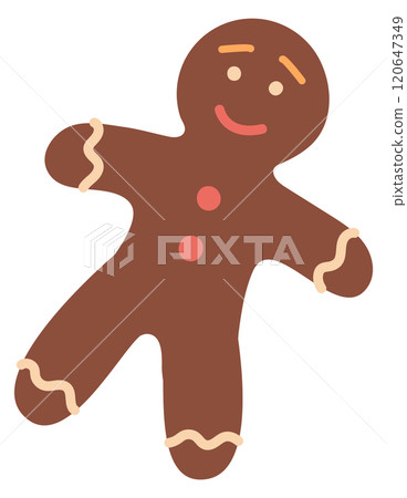 A brown gingerbread man with a smile on his face 120647349