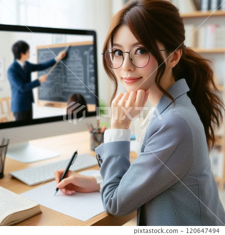 Businesswoman taking online course 5 120647494