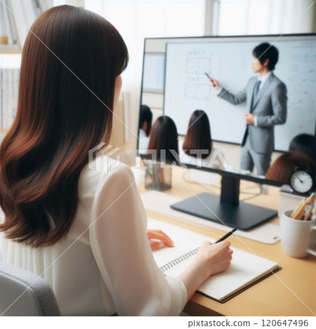 Businesswoman taking online course 7 120647496