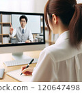 Businesswoman taking online course 9 120647498