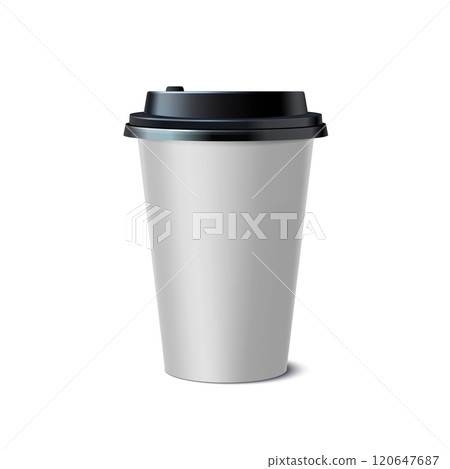 Realistic Coffee Paper Cup Mockup on White Background. Vector Realistic Coffee Paper Cup Mockup on White Background. Vector 120647687