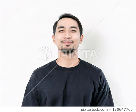 Satisfied Japanese man Satisfied Japanese man 120647763