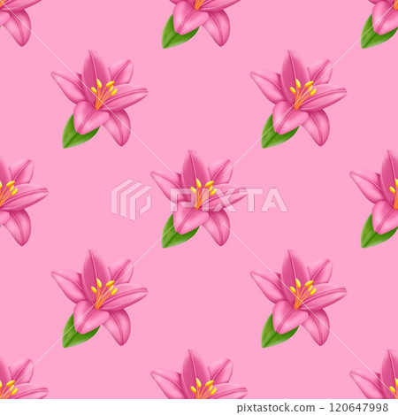 seamless pattern with pink lily flowers 120647998
