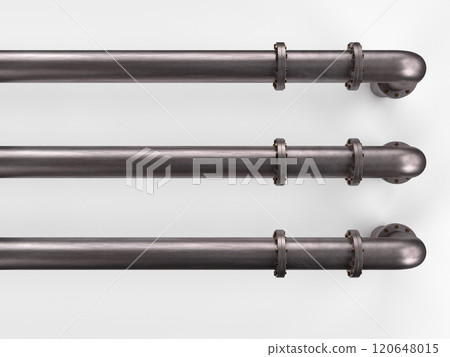 Steel piping, pipeline 3d illustration 120648015