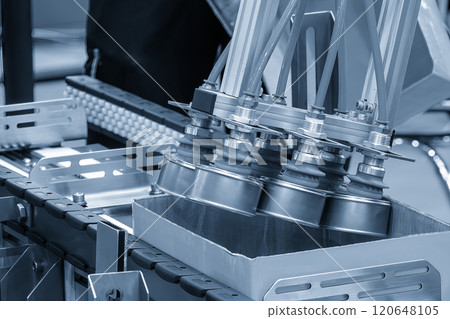 The high technology material handling process in canned food production by robotic system. The high technology material handling process in canned food production by robotic system. 120648105