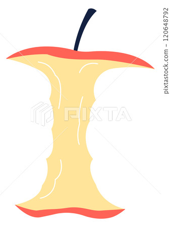 A cartoon apple with a bite taken out of it 120648792