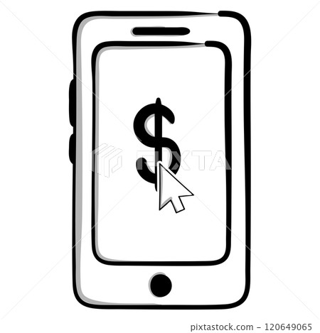 Smartphone icon with dollar and click arrow, Vector Smartphone icon with dollar and click arrow, Vector 120649065
