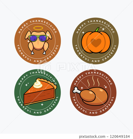 Various set of thanksgiving sticker. Isolated Vector Illustration 120649184