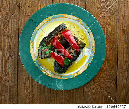 oil cured eggplants. oil cured eggplants. 120649357