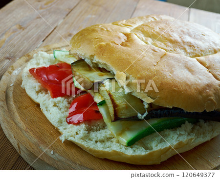 Grilled Ratatouille Muffuletta Sandwich Grilled Ratatouille Muffuletta Sandwich 120649377