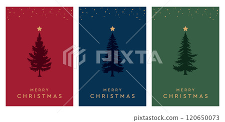set of christmas greeting cards with fir tree decoration vector illustration 120650073