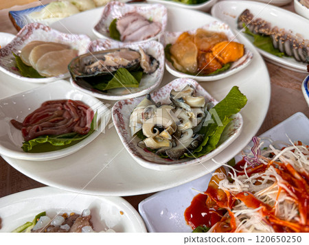 Korean seafood. fresh abalone sashimi 120650250