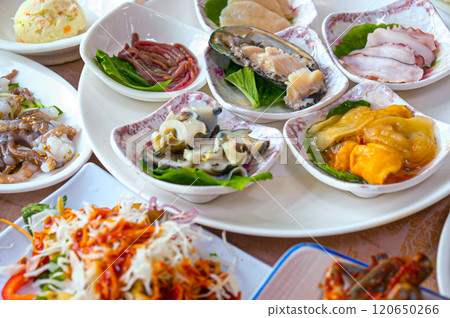 Korean seafood. fresh abalone sashimi Korean seafood. fresh abalone sashimi 120650266