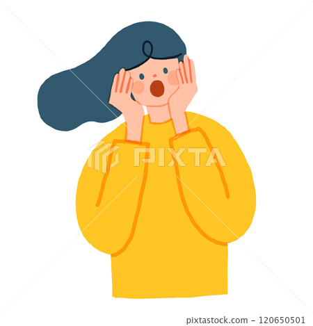 一個驚訝和震驚的女人的插圖 一個驚訝和震驚的女人的插圖 120650501