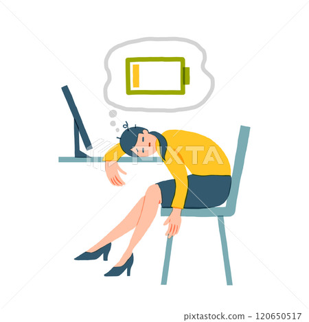 A woman who is tired and unmotivated to work 120650517