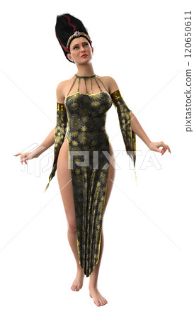 Sorcery woman in dress with spider web 120650611