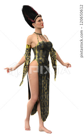 Sorcery woman in dress with spider web 120650612