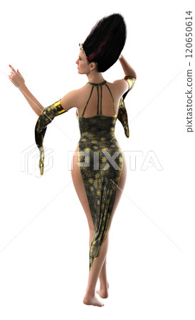Sorcery woman in dress with spider web 120650614