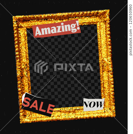 Black Friday sale banner featuring a creative collage of glitter gold. Vintage pop poster template Black Friday sale banner featuring a creative collage of glitter gold. Vintage pop poster template 120650960