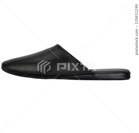 Black Leather Slipper Isolated on White 120651299