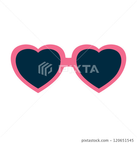 Red heart shaped retro valentine's sunglasses isolated icon on white background. 120651545