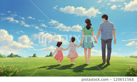 Families walking in the park 120651568