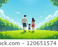 Families walking in the park 120651574
