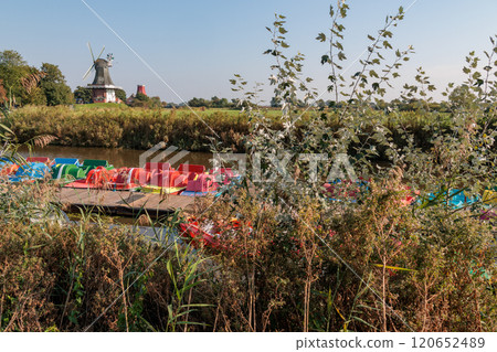 Greetsiel village at the north sea in germany 120652489