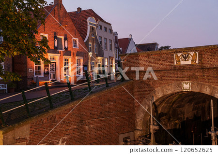 Greetsiel village at the north sea in germany Greetsiel village at the north sea in germany 120652625