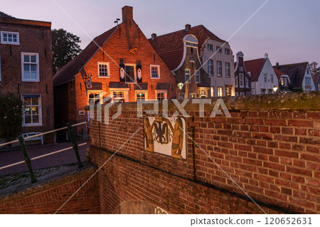 Greetsiel village at the north sea in germany 120652631