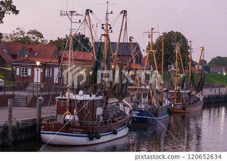 Greetsiel village at the north sea in germany Greetsiel village at the north sea in germany 120652634
