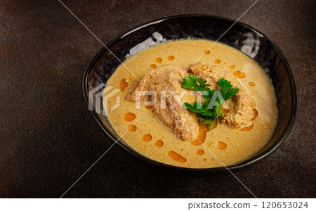 Satsivi, chicken in walnut sauce Baghe , cold dish, Georgian cuisine, homemade, no people, Satsivi, chicken in walnut sauce Baghe , cold dish, Georgian cuisine, homemade, no people, 120653024