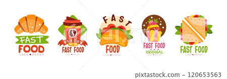 Fast Food Logo and Restaurant Emblem Vector Set 120653563