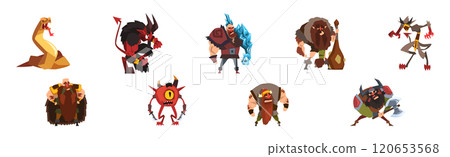 Fantastic Magical Creature Character from Fairytale Vector Set Fantastic Magical Creature Character from Fairytale Vector Set 120653568