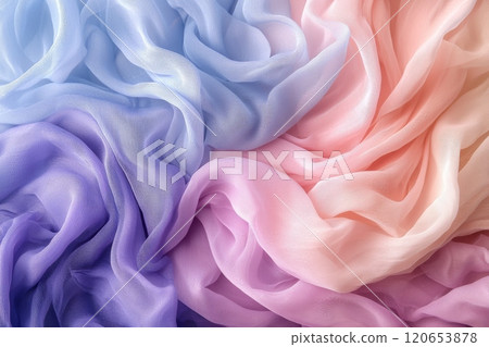 Soft Draped Fabrics in Pastel Tones 120653878
