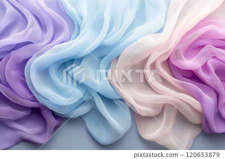 Draped Pastel Fabrics in Soft Hues 120653879