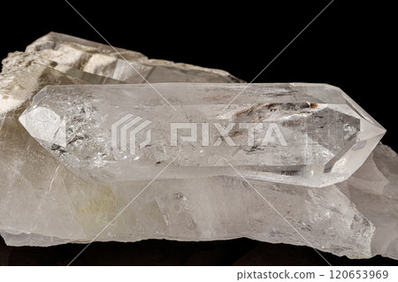 Macro mineral stone rhinestone, rock crystal on a black background 120653969