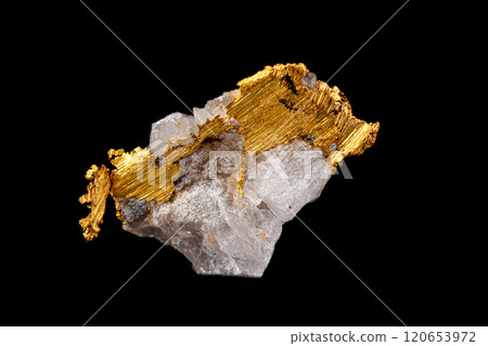 macro mineral stone gold in the rock on a black background macro mineral stone gold in the rock on a black background 120653972