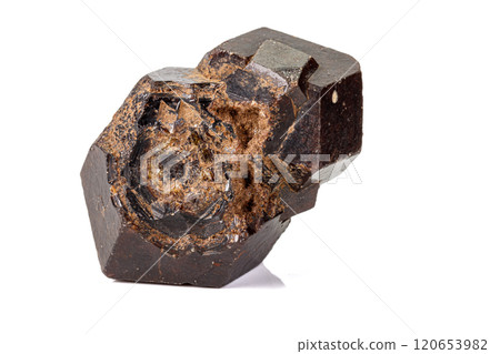 Macro stone Grossular mineral on white background 120653982