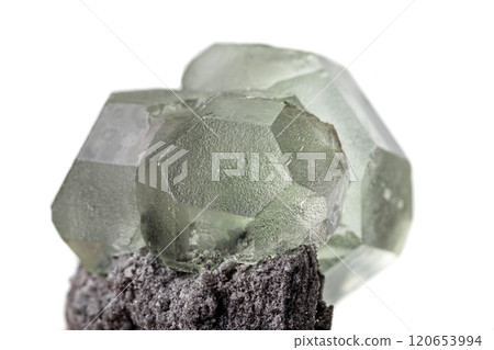 Macro stone Fluorite mineral on white background 120653994