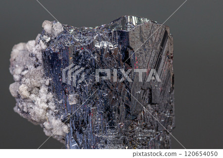 macro mineral Acanthite stone on a black background 120654050