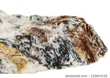 Macro stone Astrophyllite mineral on white background 120654126