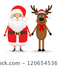 Santa claus and cartoon reindeer greet you  120654536