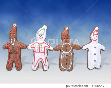 Four gingerbread cookie figures Four gingerbread cookie figures 120654709