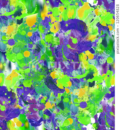 Seamless pattern with abstract creative blots and splashes painted with gouache Seamless pattern with abstract creative blots and splashes painted with gouache 120654828