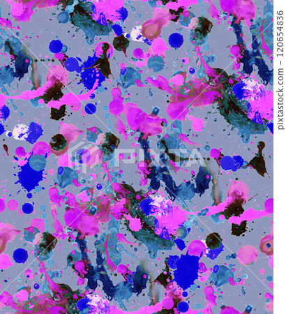 Seamless pattern with abstract creative blots and splashes painted with gouache Seamless pattern with abstract creative blots and splashes painted with gouache 120654836